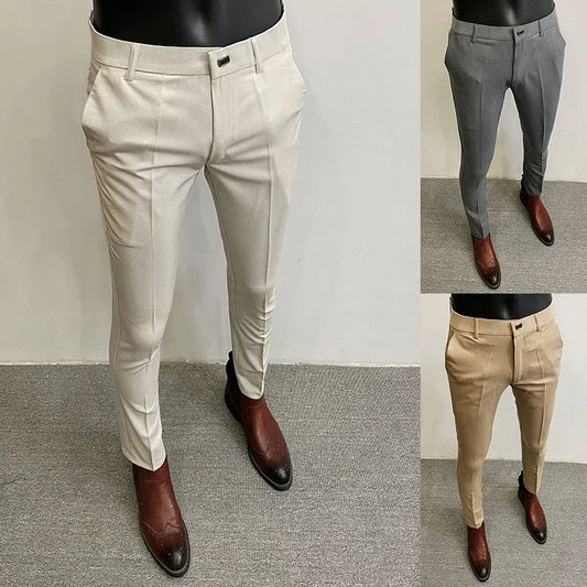 Men Suit Pants Formal Trousers Pantalone Hombre Stretch Slim
